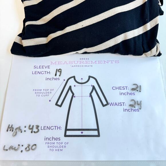 Alembika Womens Tunic Top Size M Lagenlook Striped Flowy Long Black Tan - Picture 9 of 9